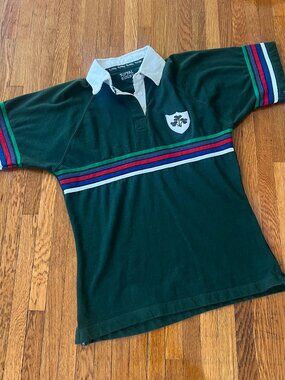 Ireland Rugby Vintage Green Cotton Polo Shirt Jersey - Men's Small / Child XL